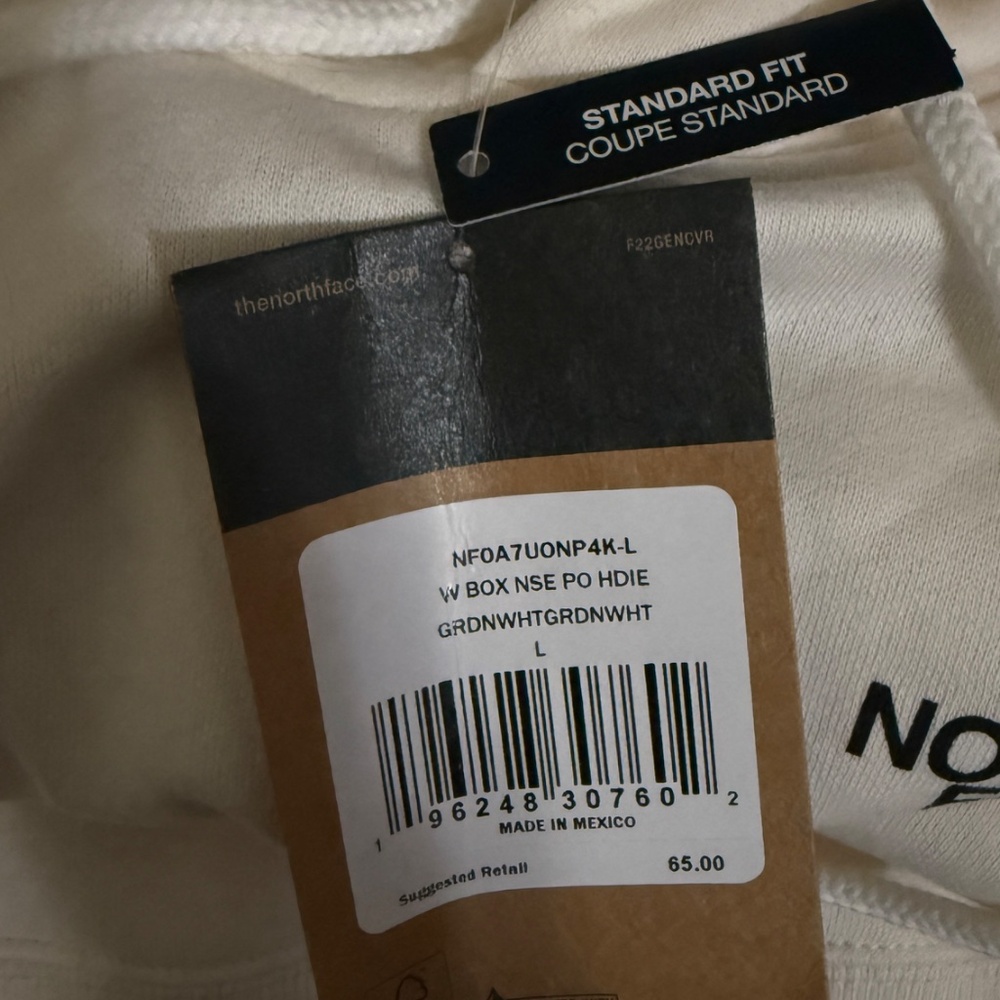 The North Face Women's Box (logo) NSE Pullover Hoodie - Gardenia White Large NWT - Picture 5 of 7